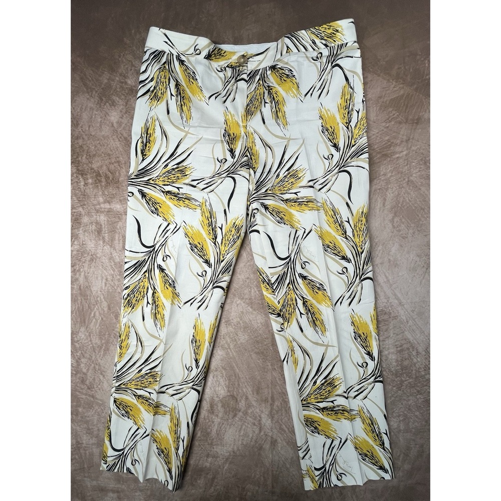 Women's Size 12 Dress Slacks Cream With Black And Gold By Tori Burch